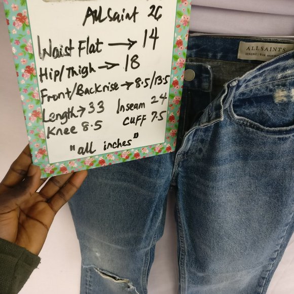 Flattering Cropped Length jeans, ALL SAINTS Serene Destroy Kick Flare Jeans w26 - Picture 8 of 11